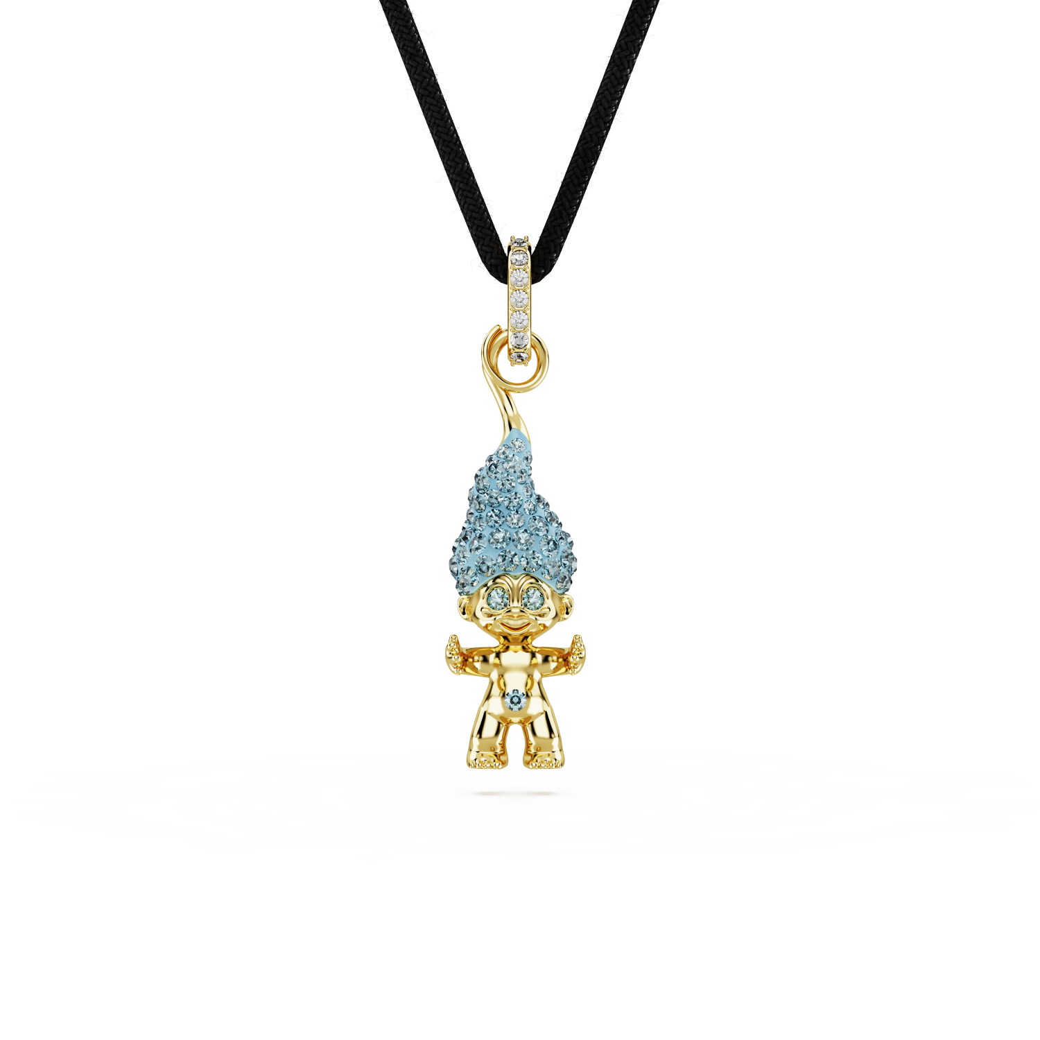 Swarovski - Pendente Good Luck Trolls, Troll, Blu, Placcato color oro Ref. 5691942 - SWAROVSKI