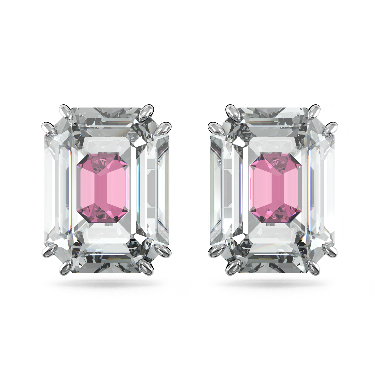 Swarovski - Orecchini a lobo Chroma, Taglio ottagonale, Rosa, Placcato rodio Ref. 5600627 - SWAROVSKI