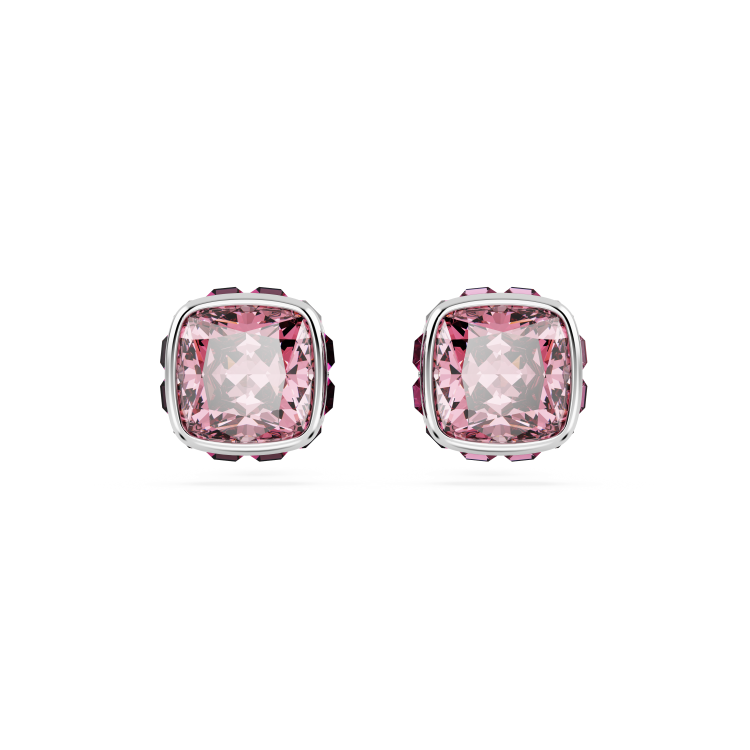 Swarovski - Orecchini a lobo Birthstone, Taglio squadrato, Ottobre, Rosa, Placcato rodio Ref. 5661960 - SWAROVSKI