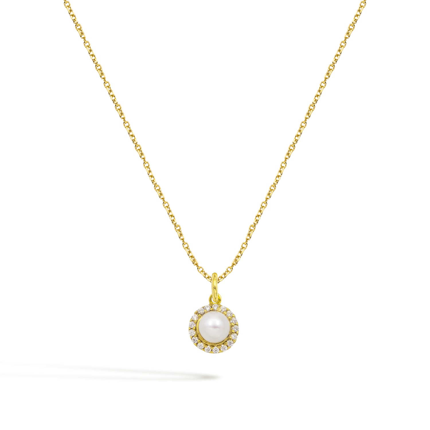Collana Perla in Oro 9 Kt e Zirconi  Ref. C0161G9 - FACCO