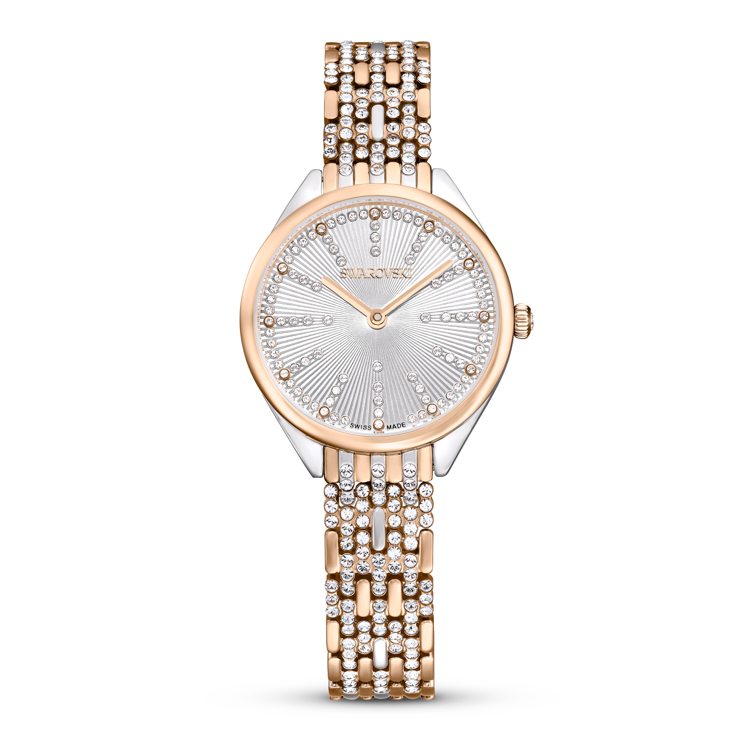 Swarovski - Orologio Attract, Fabbricato in Svizzera, Pav&eacute;, Bracciale in cristallo, Tono oro rosa, Mix di finiture Ref. 5649987 - SWAROVSKI