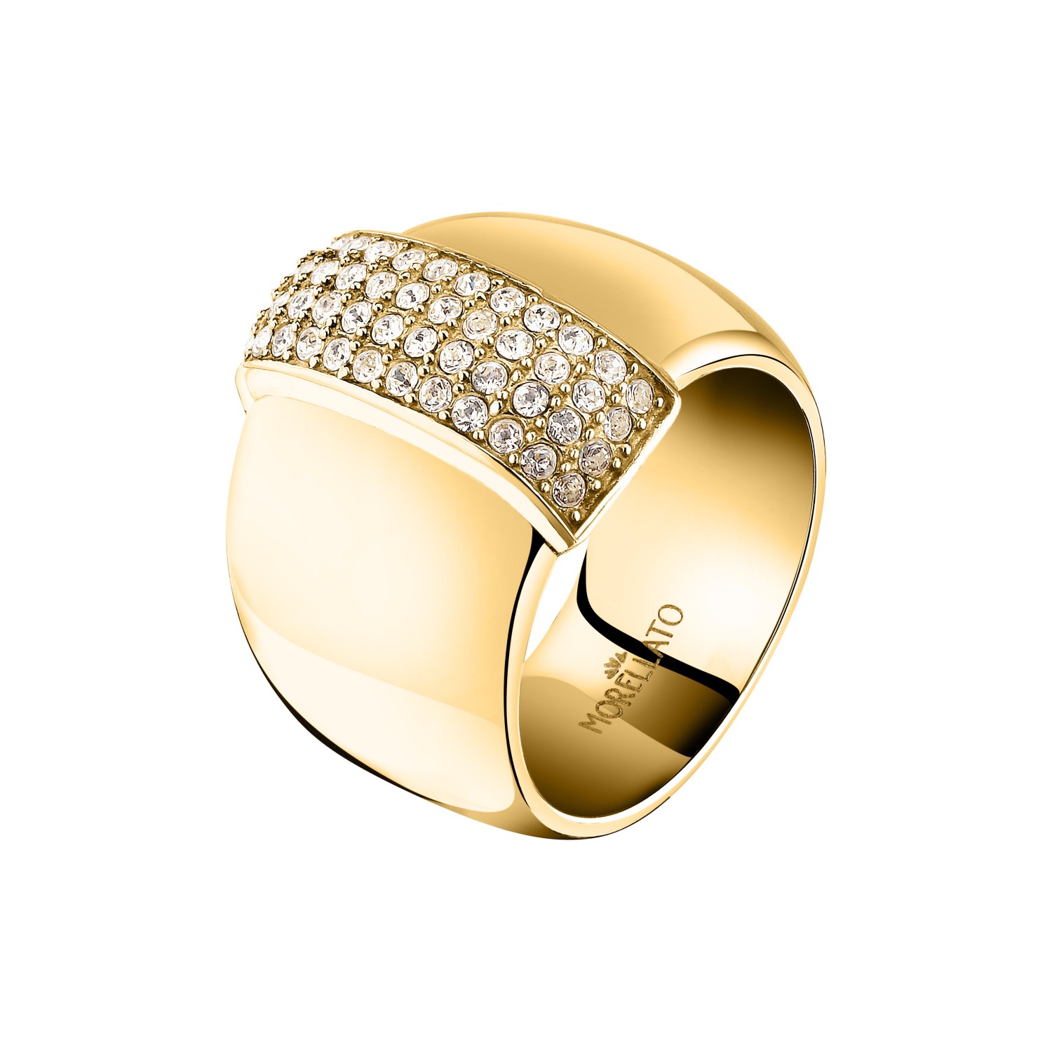 Anello Morellato Vintage in acciaio, con finitura oro giallo, con cristalli misura 14 - SAZJ19014 - MORELLATO