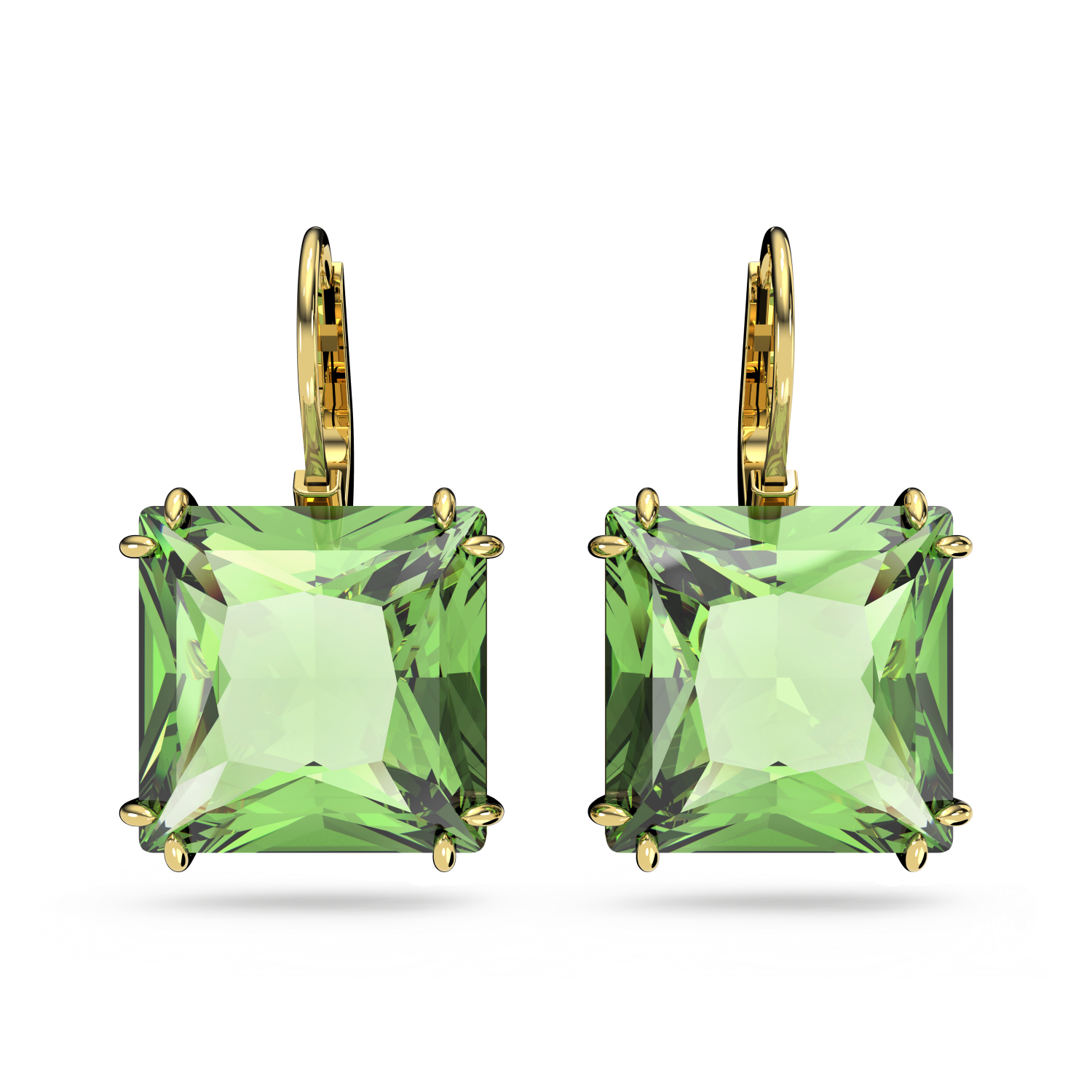 Swarovski - Orecchini pendenti Millenia, Taglio squadrato, Verdi, Placcato color oro Ref. 5636564 - SWAROVSKI