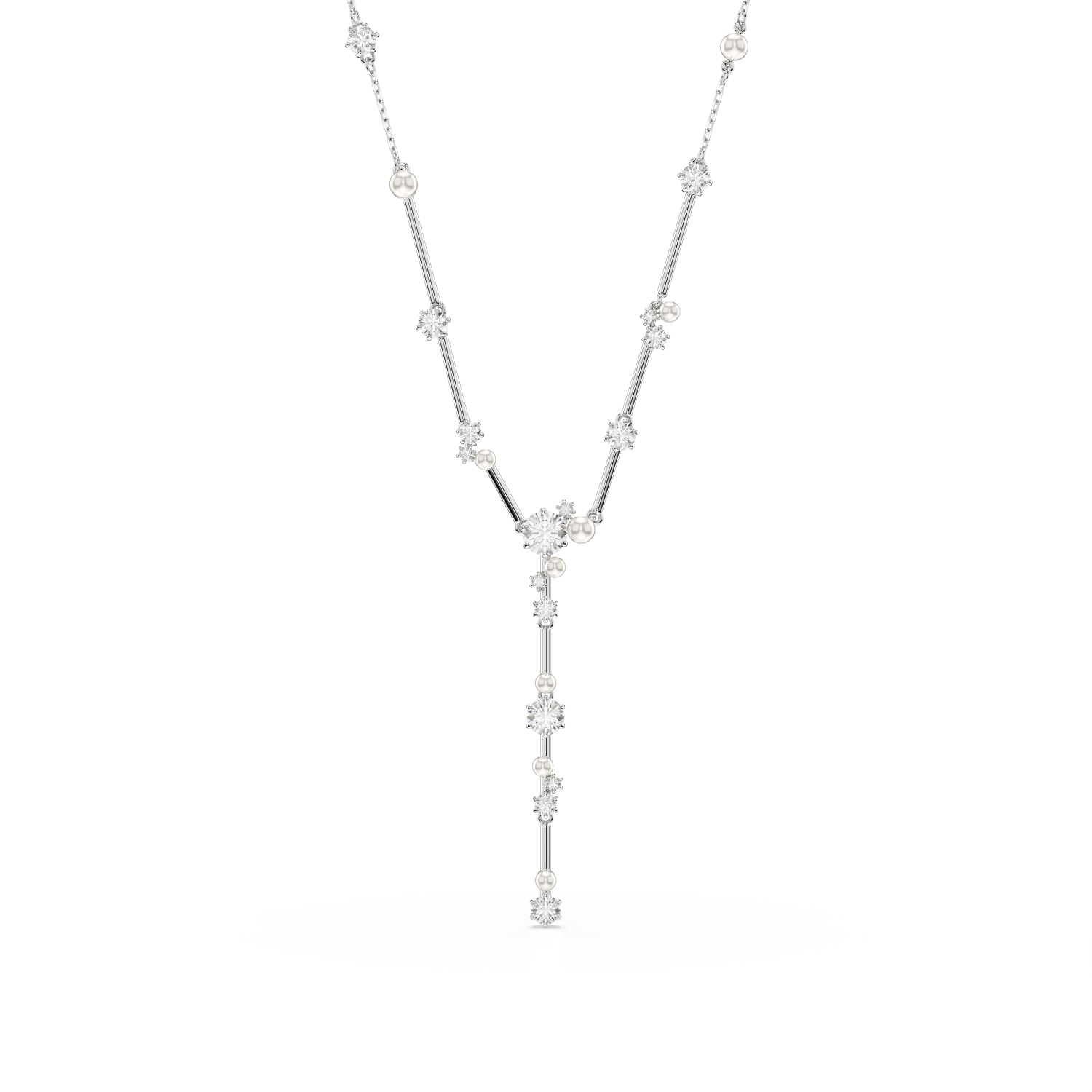 Swarovski - Collana a Y Constella, Crystal Pearl, tagli Round, Bianco, Placcato rodio Ref. 5711830 - SWAROVSKI