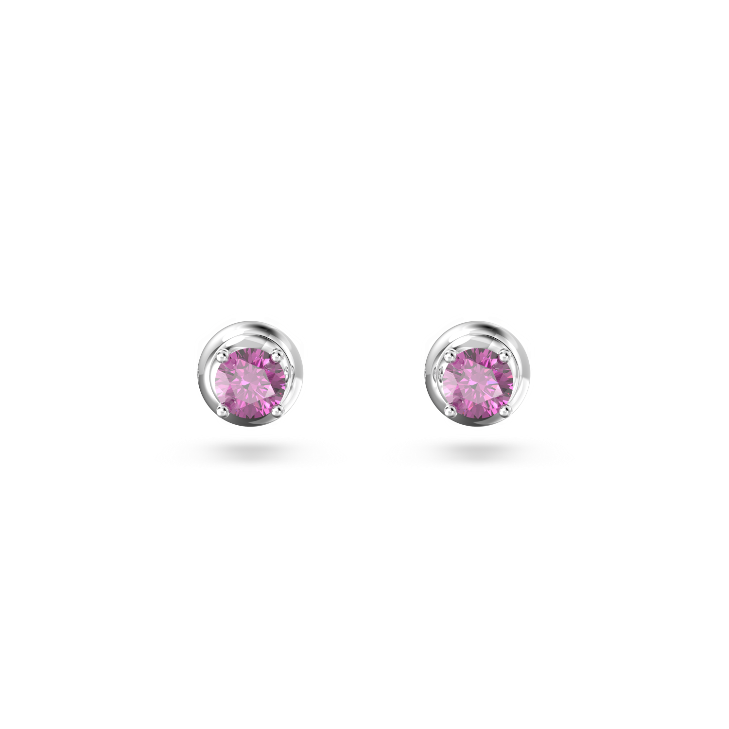 Swarovski - Orecchini a lobo Stilla, Taglio tondo, Viola, Placcato rodio Ref. 5639135 - SWAROVSKI