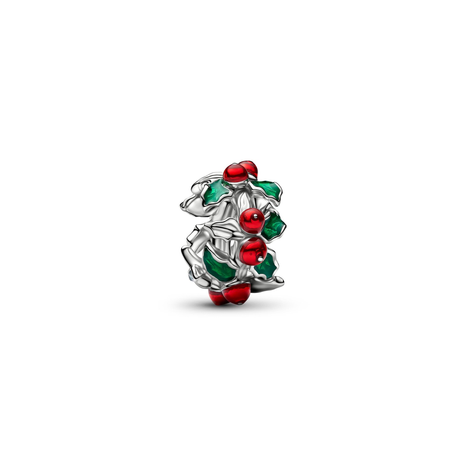 Charm Pandora Agrifoglio di Natale con finitura in platino – 734974C01 - PANDORA