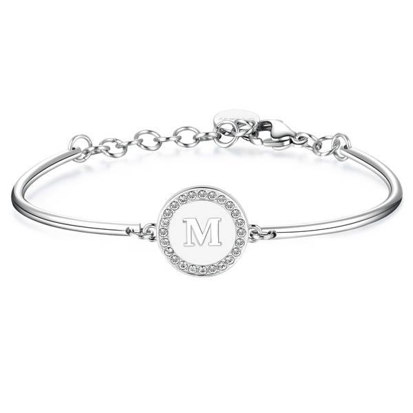 Bracciale CHAKRA in acciaio lettera M - BROSWAY