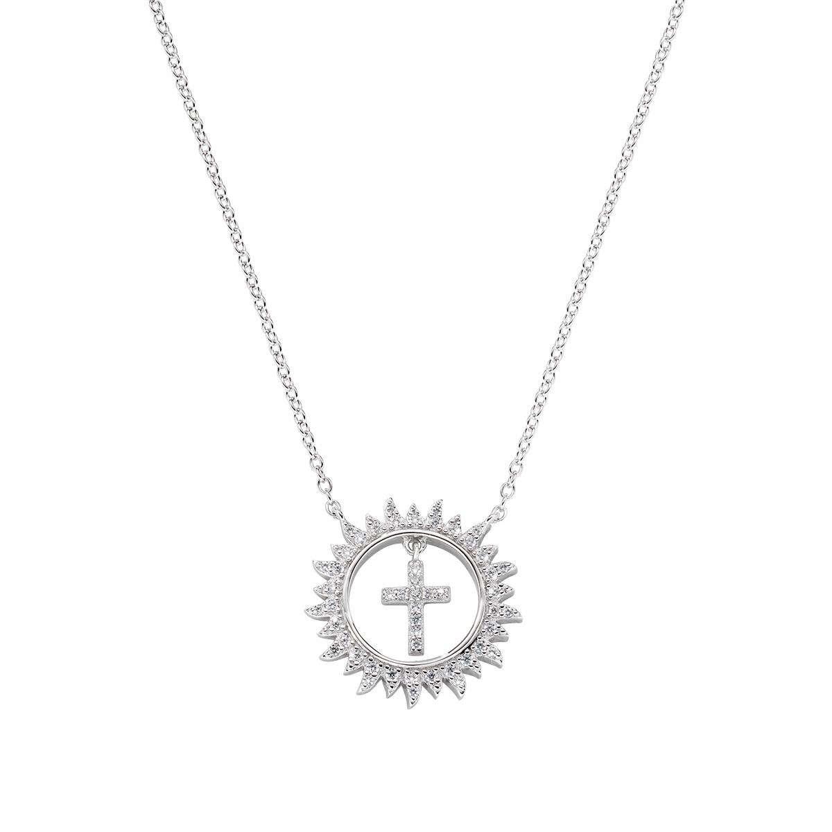 Collana Croce nel Sole Zirconi - Amen Collection Ref. CLGHCRBBZ - AMEN
