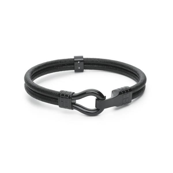 BRACCIALE BROSWAY - Bracciale CLINT 195mm in pelle nera Ref. BIN16A - BROSWAY