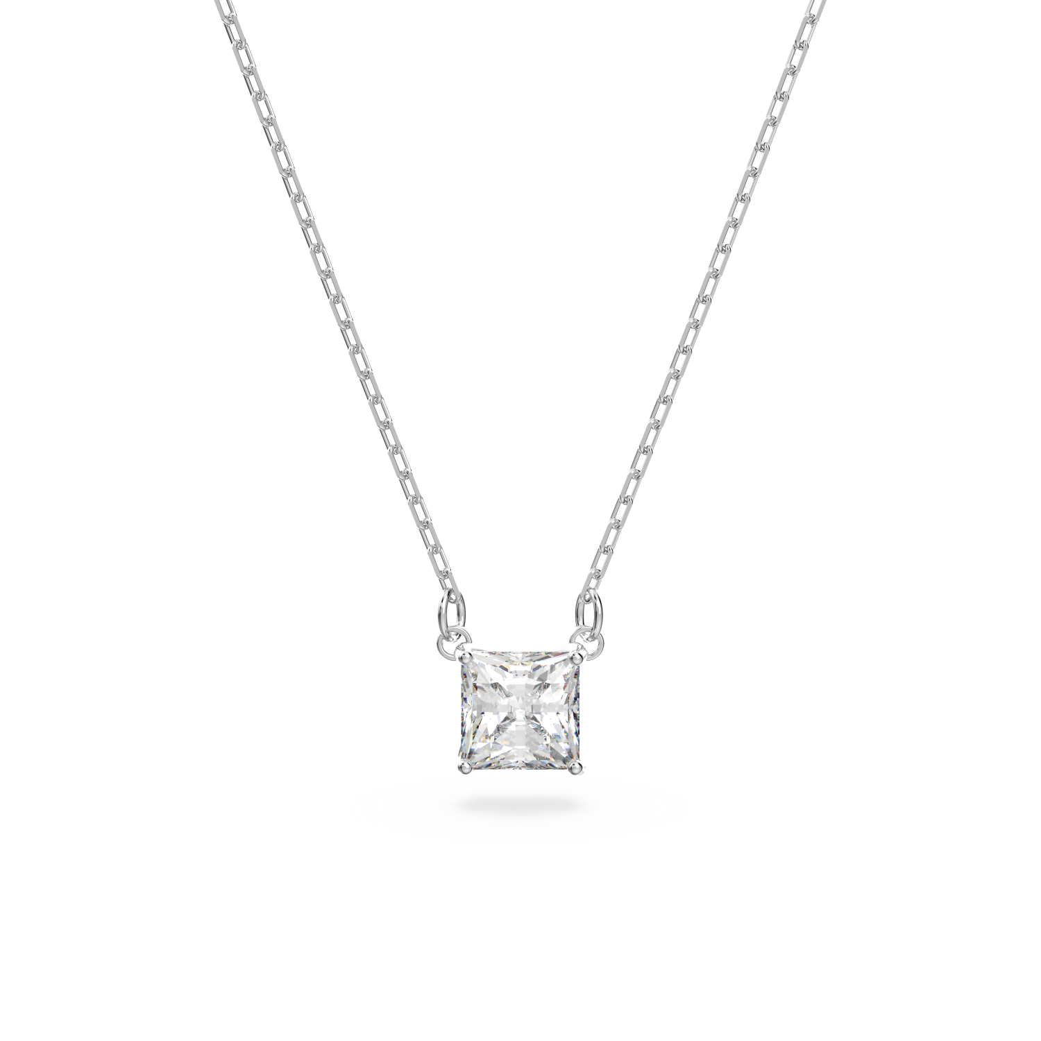 Swarovski - Collana Attract, Taglio squadrato, Bianco, Placcato rodio Ref. 5510696 - SWAROVSKI