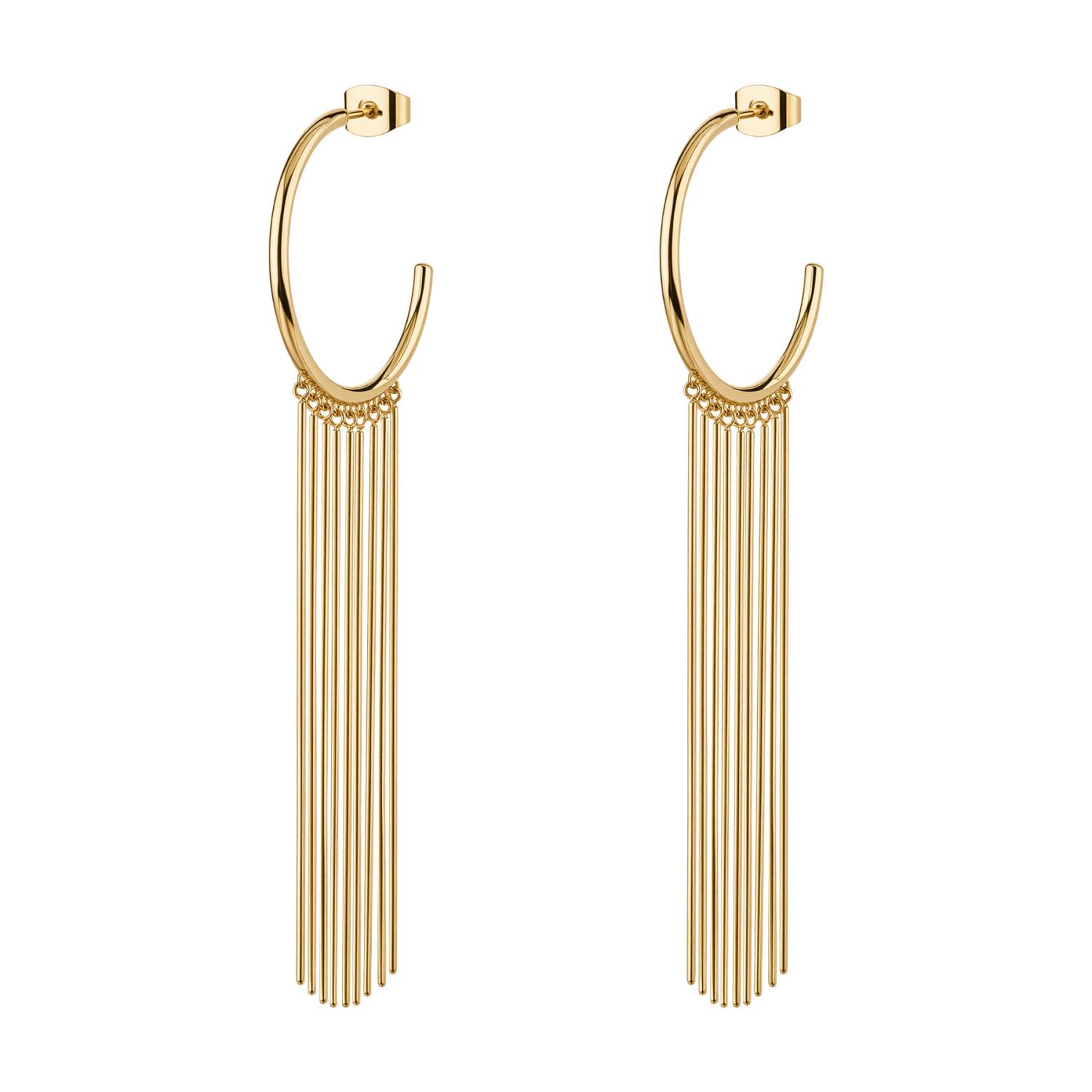 Brosway - Orecchini  a cerchio AURA in acciaio 316L, finitura pvd colore oro, con frange Ref. BAU28 - BROSWAY