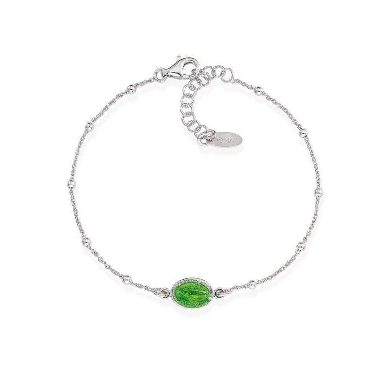 Bracciale Amen - Argento con miracolosa in smalto verde Ref. BRMSBV3 - AMEN