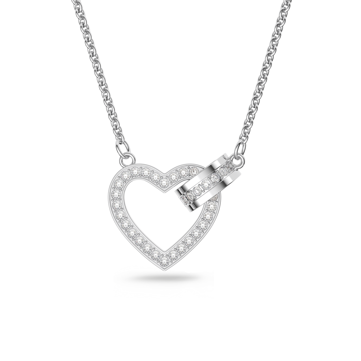 Swarovski - Collana Lovely, Cuore, Bianco, Placcato rodio Ref. 5636444 - SWAROVSKI