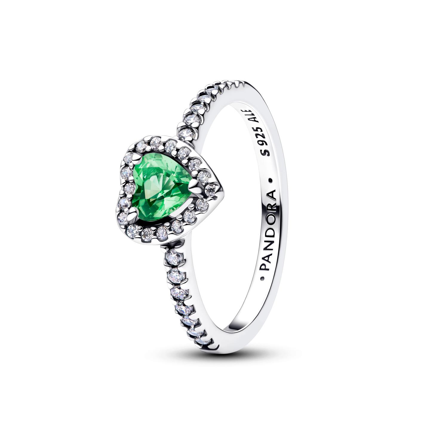 Pandora - Anello Cuore in Rilievo Verde Chiaro Ref. 198421C08-54 - PANDORA