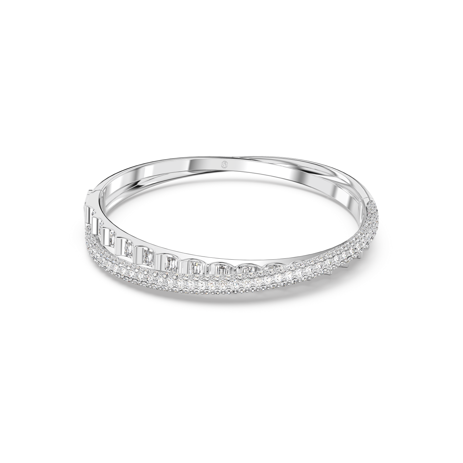 Swarovski - Bracciale rigido Rota, Taglio misto, Bianco, Placcato rodio Ref. 5650354 - SWAROVSKI