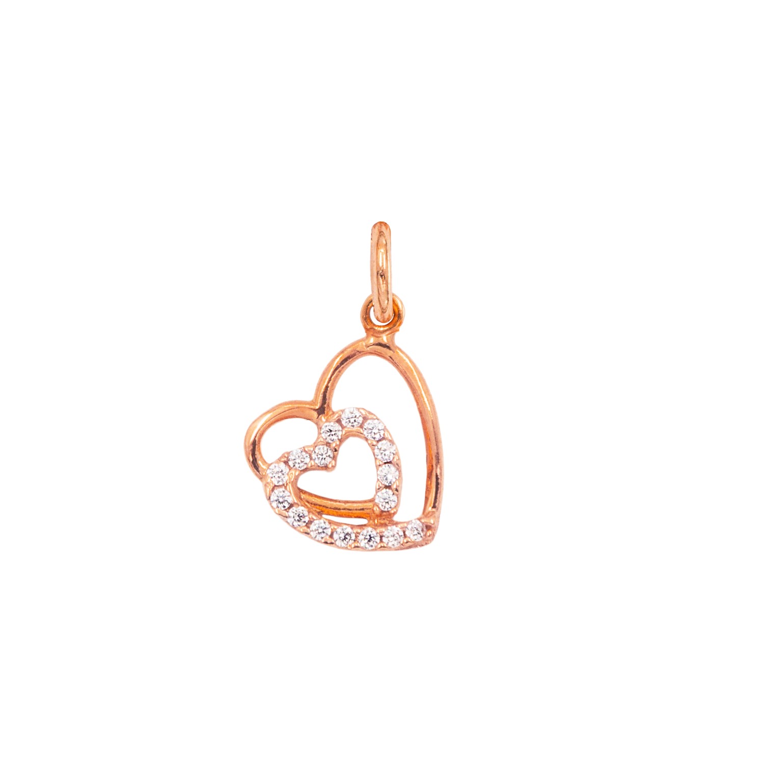 Charm Cuore in Oro 9 Kt e Zirconi  Ref. A0116R9 - FACCO