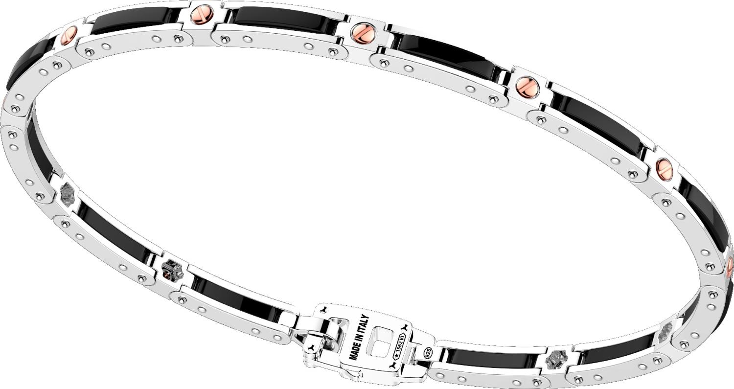 Bracciale Zancan da uomo in Argento, Oro Rosa e Ceramica nera Ref. KXB046R-N - ZANCAN