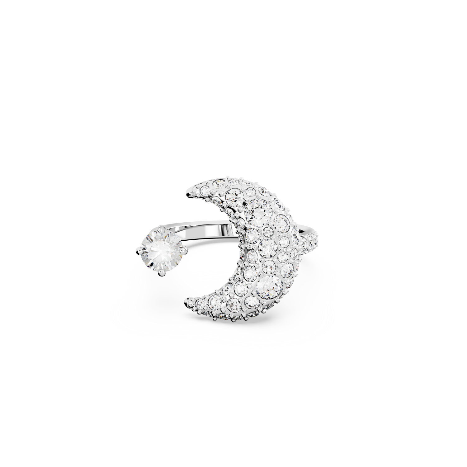 Swarovski - Anello aperto Sublima, Luna, Bianco, Placcato rodio Ref. 5666176 - SWAROVSKI