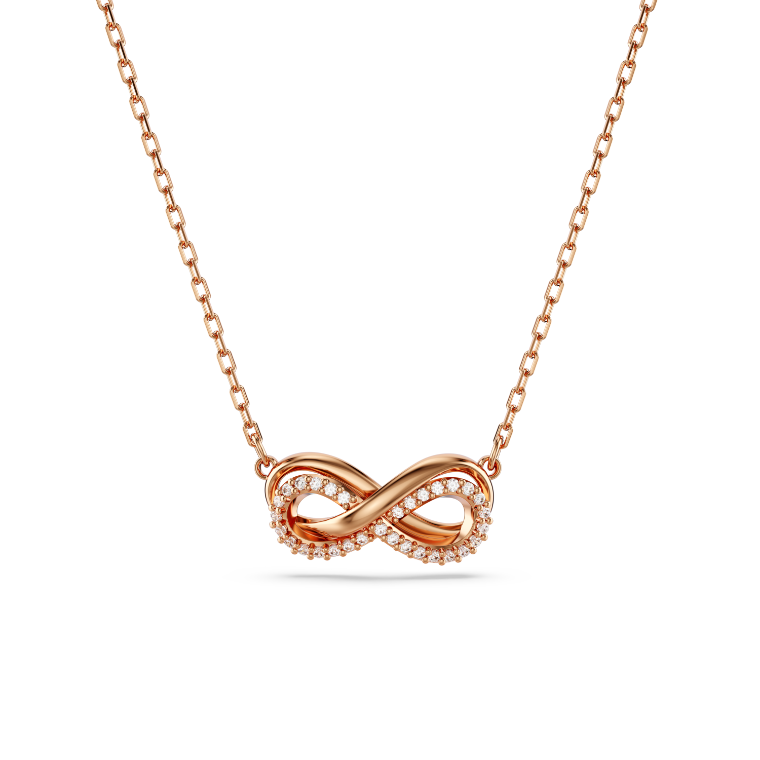 Swarovski - Pendente Hyperbola, Pavé, Infinito, Bianco, Placcato color oro rosa Ref. 5684084 - SWAROVSKI