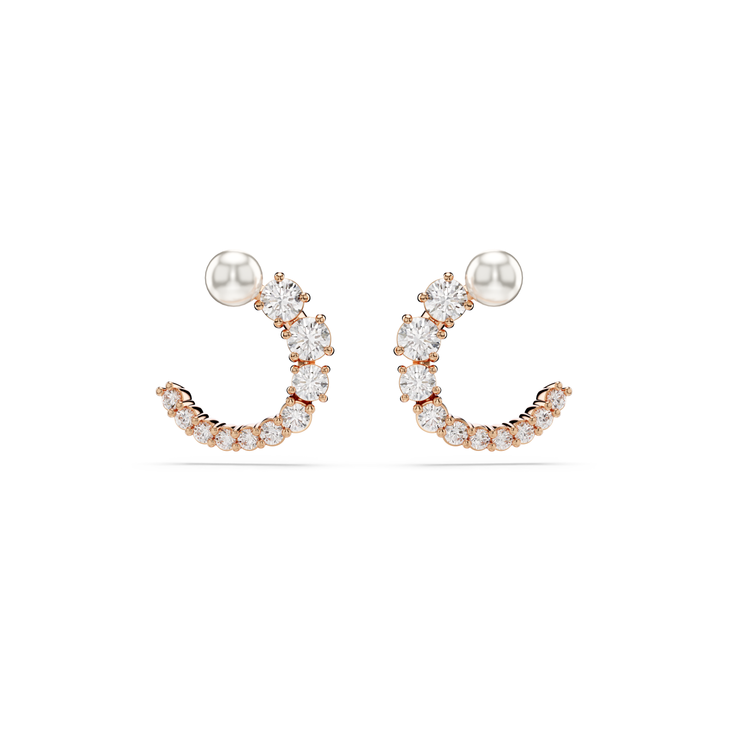 Swarovski - Orecchini a cerchio Matrix, Crystal Pearl, Taglio Round, Bianchi, Placcato color oro rosa Ref. 5692264 - SWAROVSKI