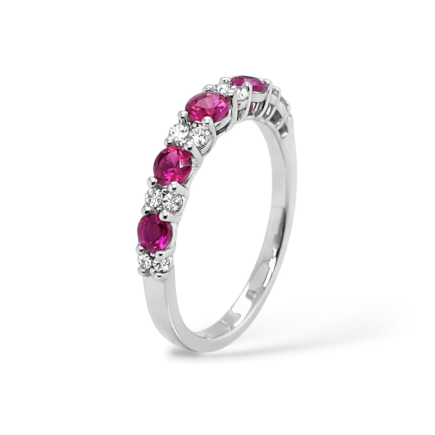 Leo Pizzo - Anello in Oro Bianco, Rubini e Diamanti Naturali Mis. 14 Ref. 172772 - LEOPIZZO