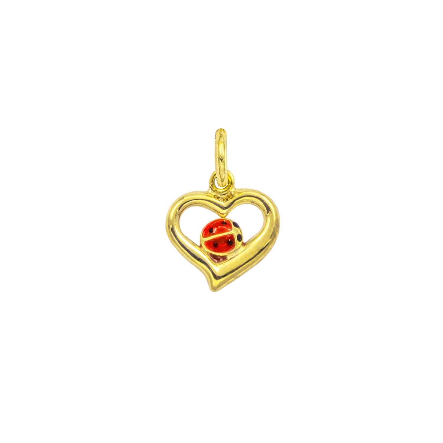 Charm Cuore Coccinella in Oro 9 Kt e Smalto Rosso  Ref. A0428G9 - FACCO