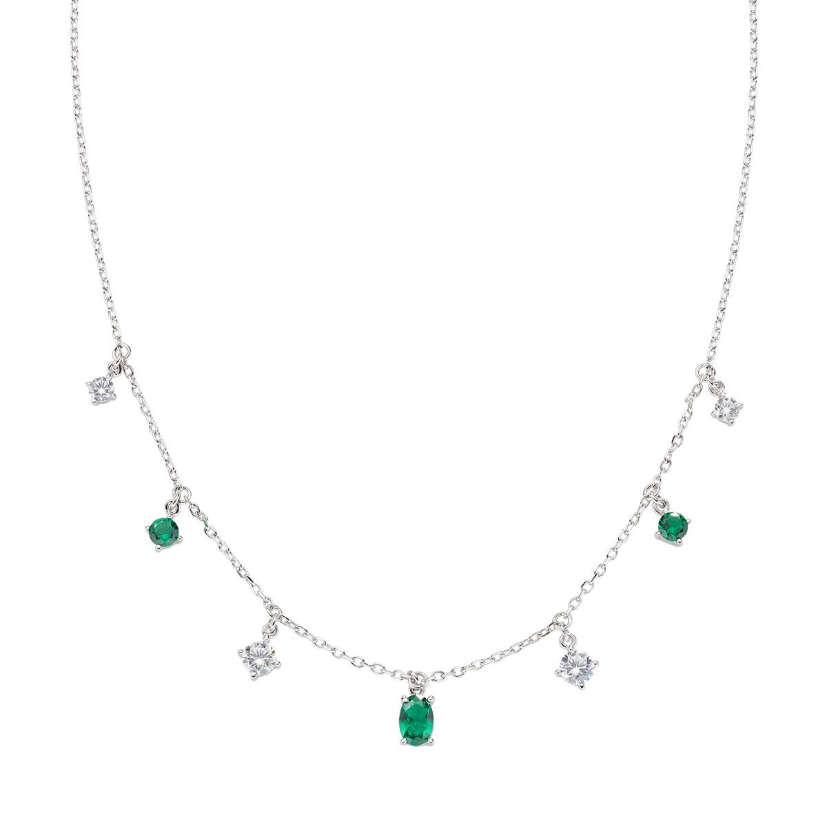 Collana Chandelier Princess con Zirconi Verdi e Bianchi - Amen Collection Ref. CLOVBVBZ3 - AMEN