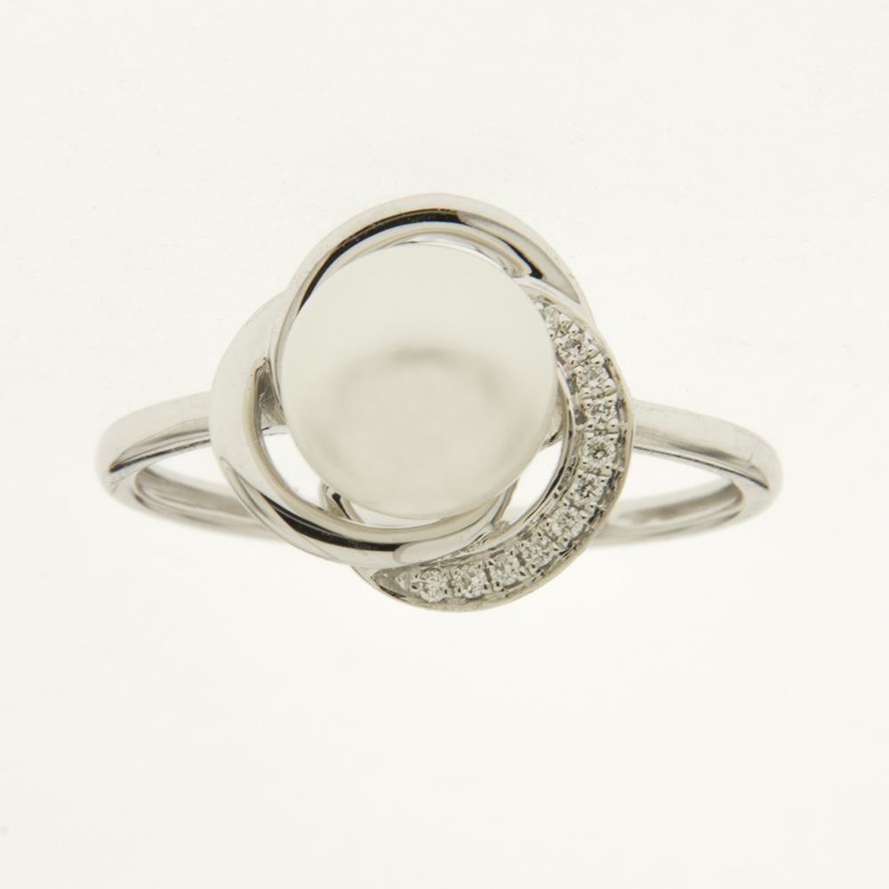 Anello Visconti con Perla e Diamanti Bianchi ct. 0,04 Ref. ABX15787 - GIORGIO VISCONTI