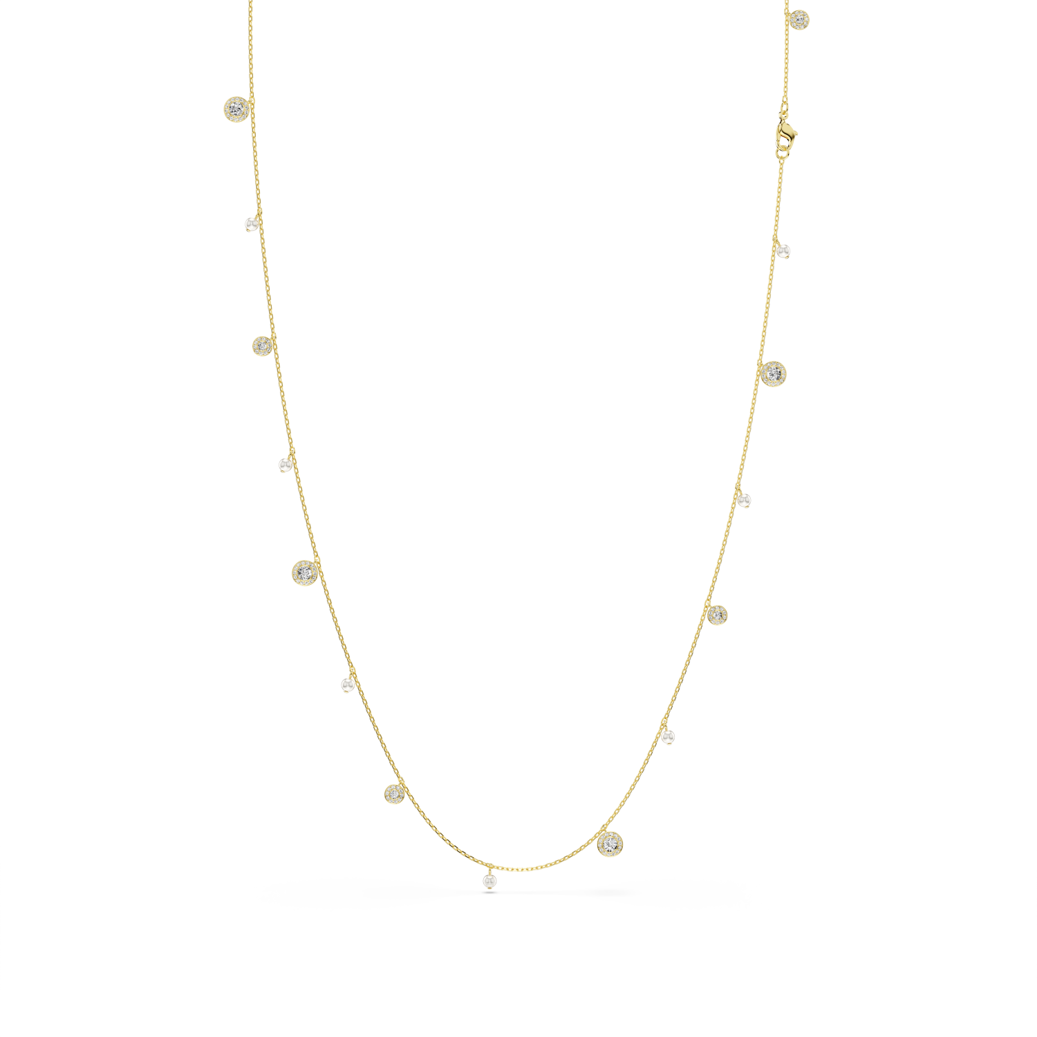 Swarovski - Collana Una Angelic, Crystal Pearl, Taglio Round, Bianca, Placcato color oro Ref. 5742380 - SWAROVSKI