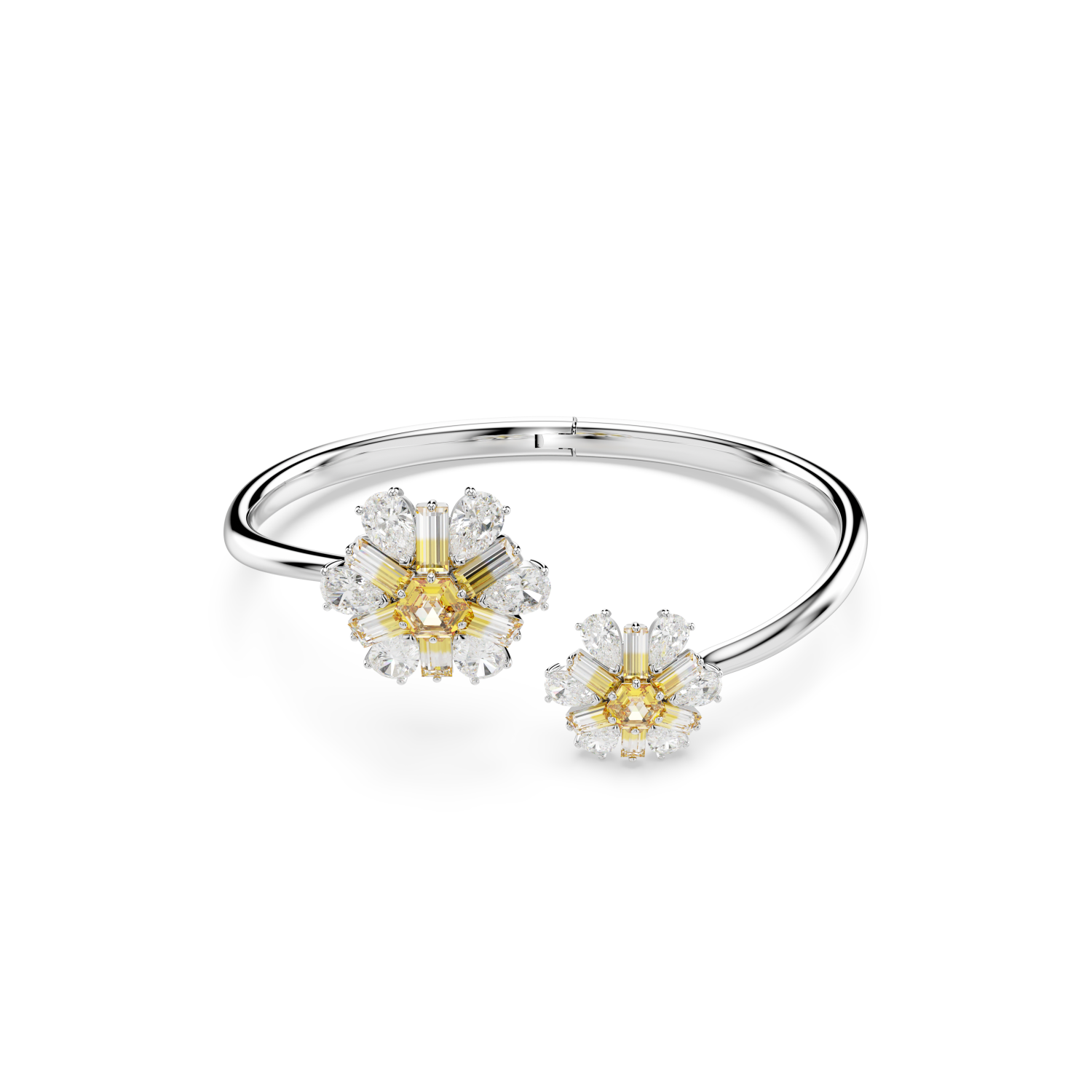 Swarovski - Bracciale rigido Idyllia, Fiore, Giallo, Placcato rodio Ref. 5679938 - SWAROVSKI