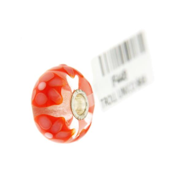 Trollbeads Unico in Vetro - OOAK Original Trollbeads Arancione con fiori Rif. UNICO 84B - TROLLBEADS