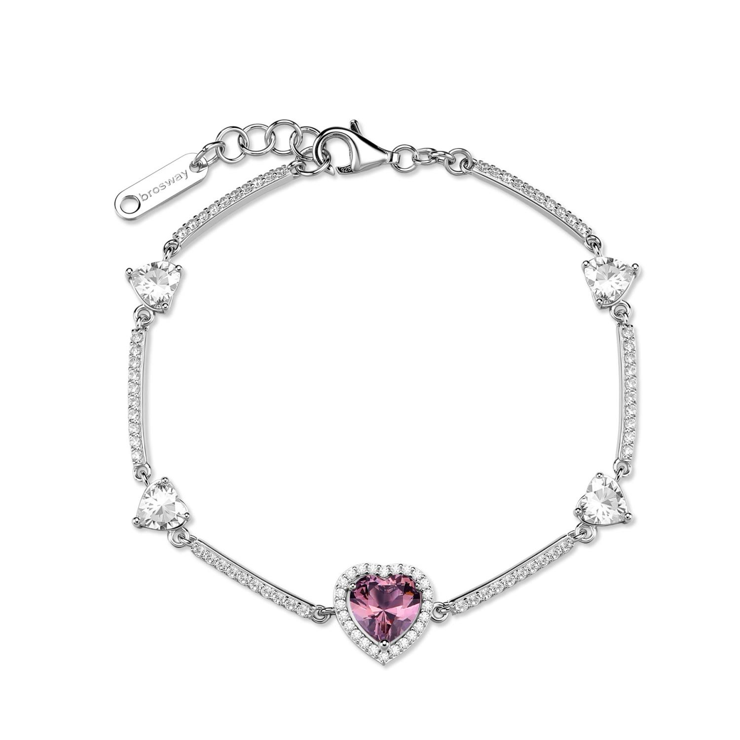 Brosway  - Bracciale FANCY in argento 925/1000 rodiato, con cuori e cubic zirconia white and vintage rose Ref. FTP23 - BROSWAY