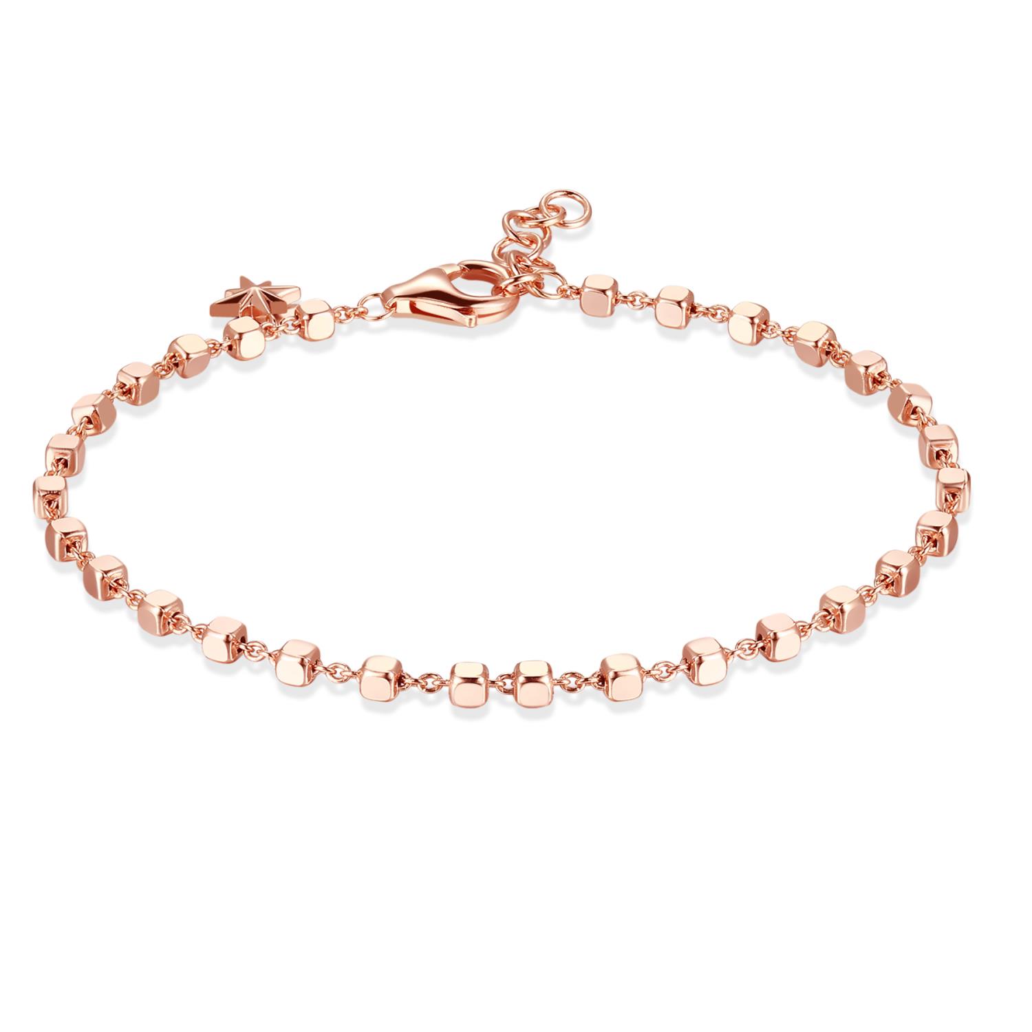 Rosato - Bracciale STORIE argento 925/1000 galvanica rosa con catena a cubetti Ref. RZB018 - ROSATO