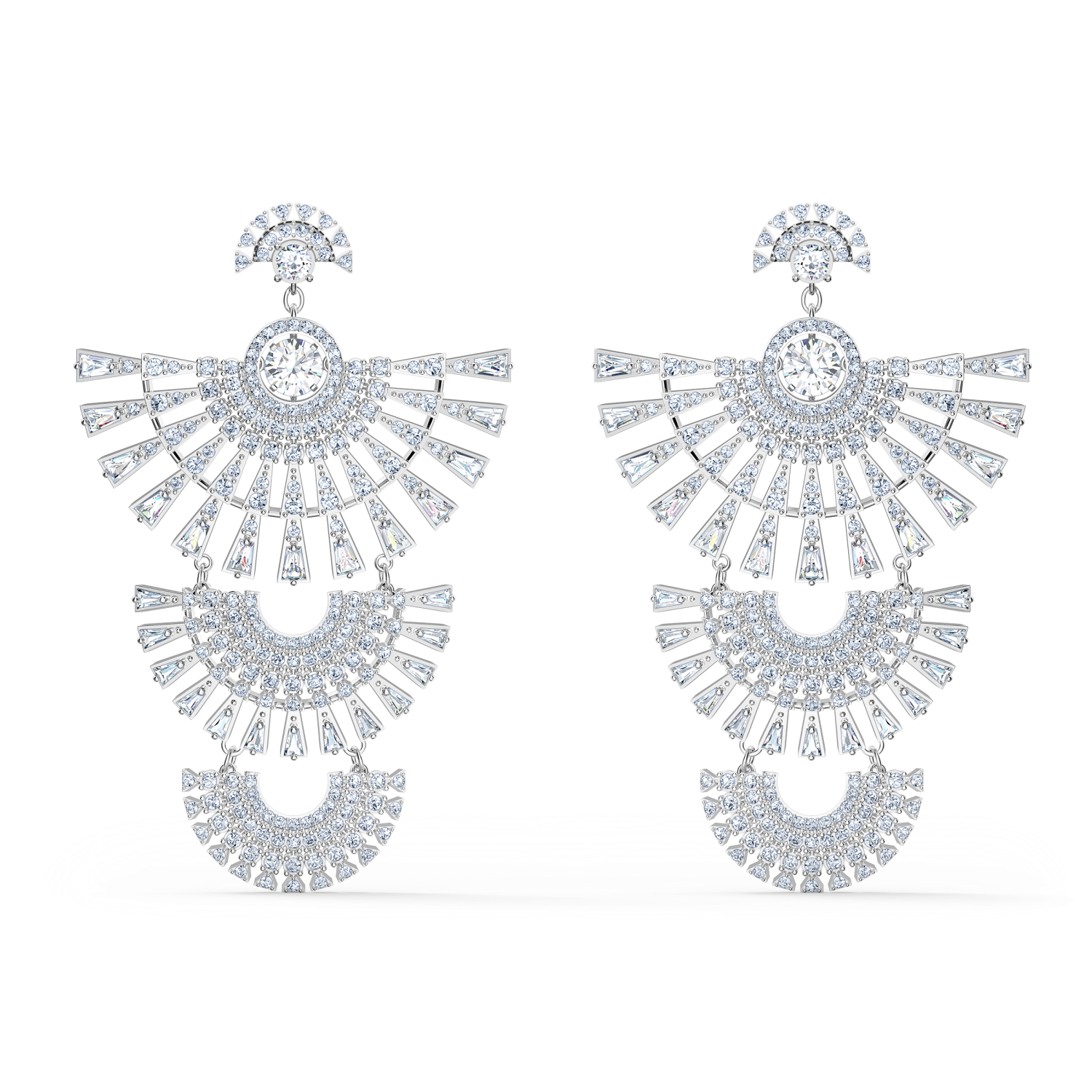 Swarovski - Orecchini Swarovski Sparkling Dance Dial Up, Grande, Bianco, Placcato rodio Ref. 5568008 - SWAROVSKI