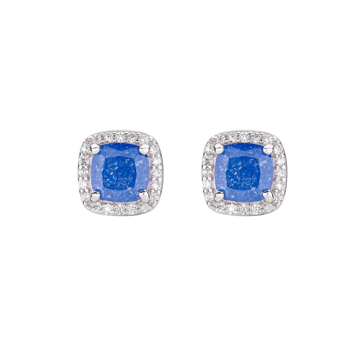 Orecchini in Argento con Creek Stone Blu e Zirconi - Amen Collection Ref. ECRQBBLBZ - AMEN
