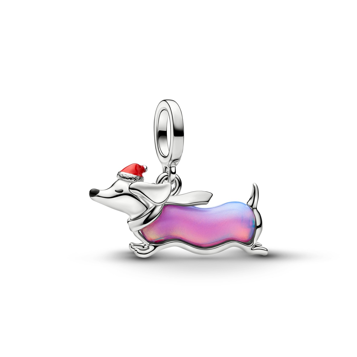 Charm Pandora Pendente Bassotto Natalizio con finitura in platino – 734970C01 - PANDORA
