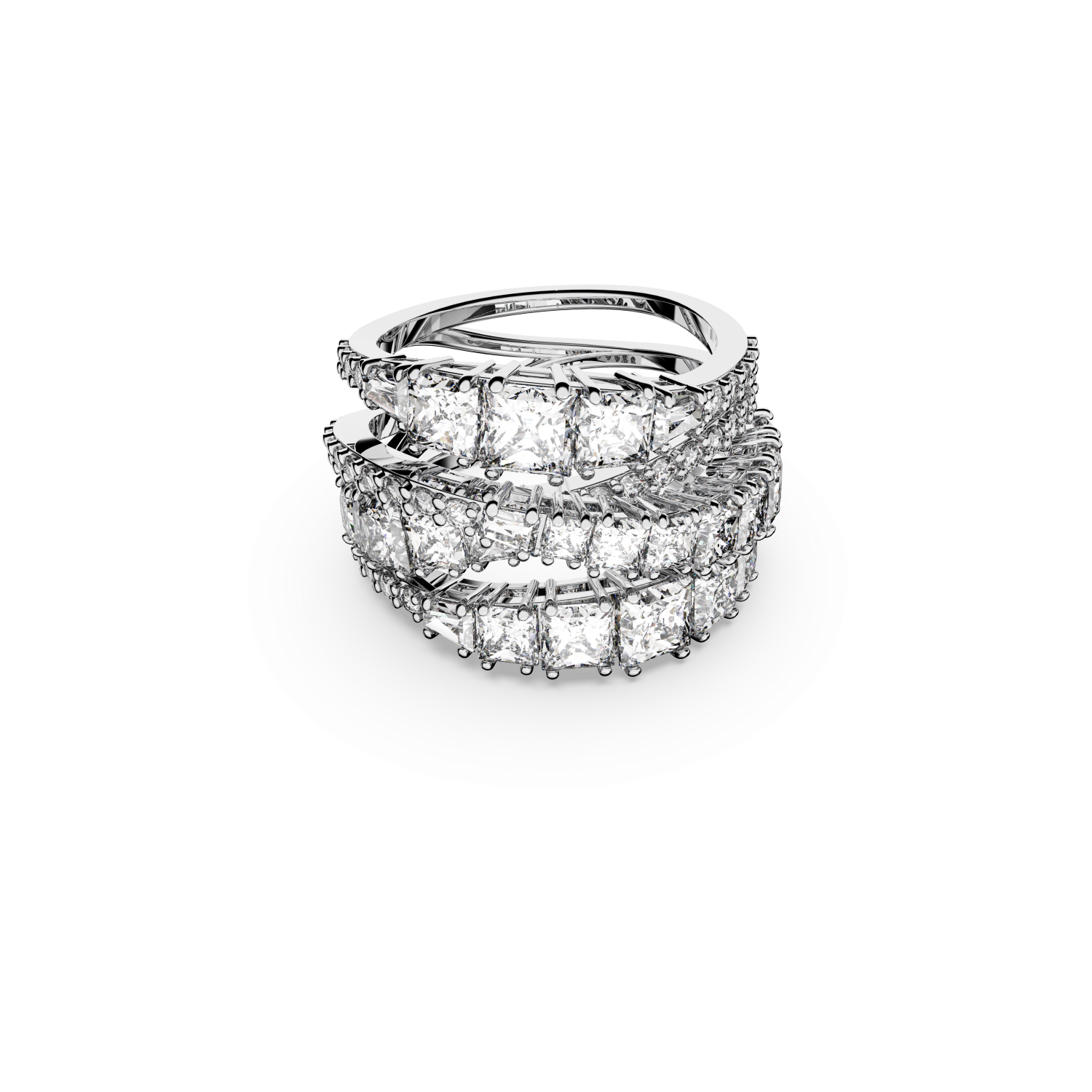 Swarovski - Anello Twist Wrap, Taglio misto, Bianco, Placcato rodio Ref. 5580952 - SWAROVSKI