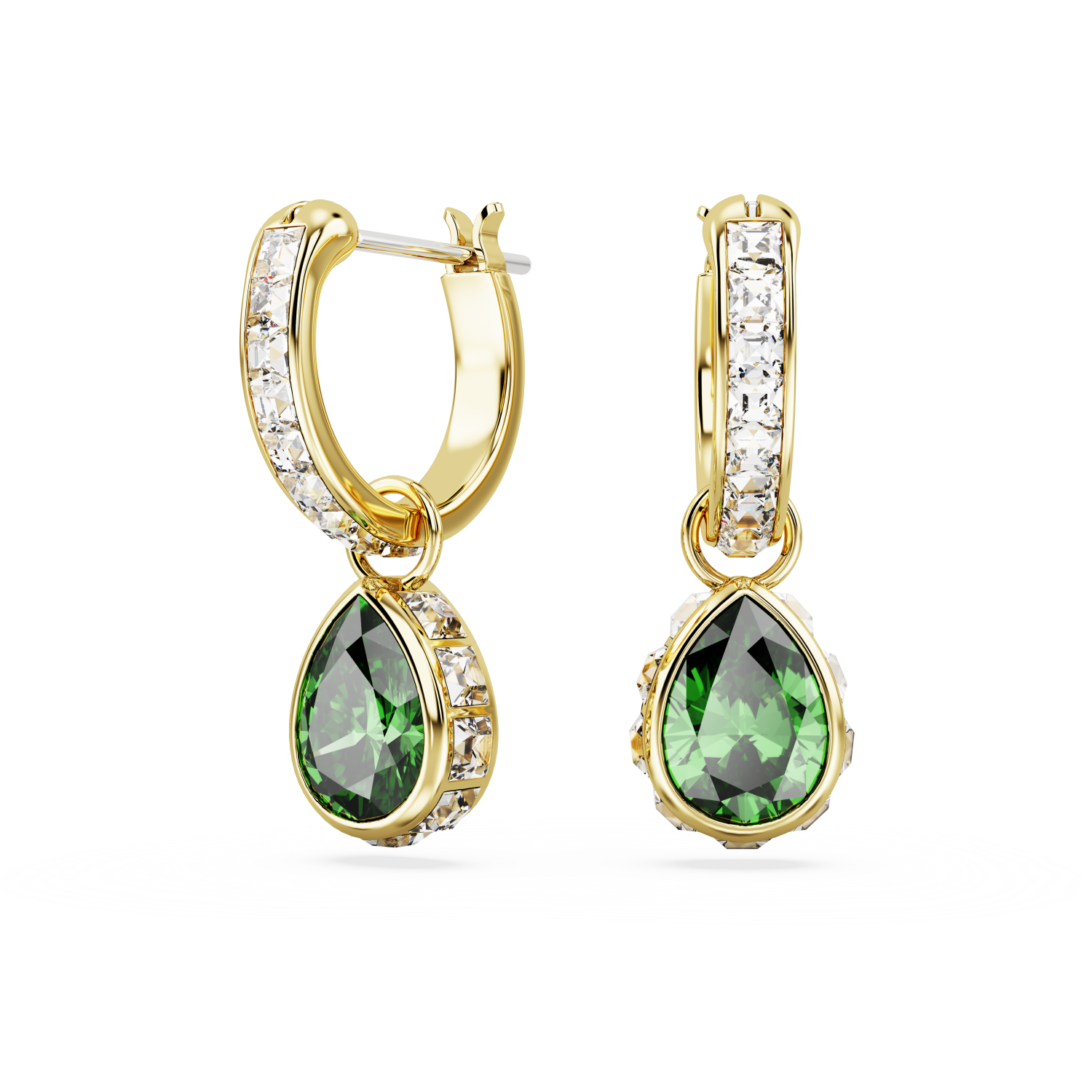 Swarovski - Orecchini pendenti Stilla, Taglio Pear, Verdi, Placcato color oro Ref. 5662922 - SWAROVSKI