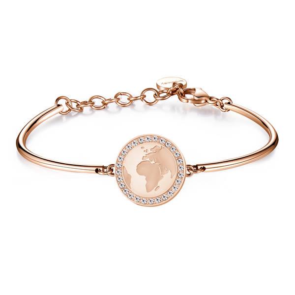 BRACCIALE BROSWAY - Bracciale CHAKRA in acciaio e  pvd oro rosa con piastrina Ref. BHK86 - BROSWAY