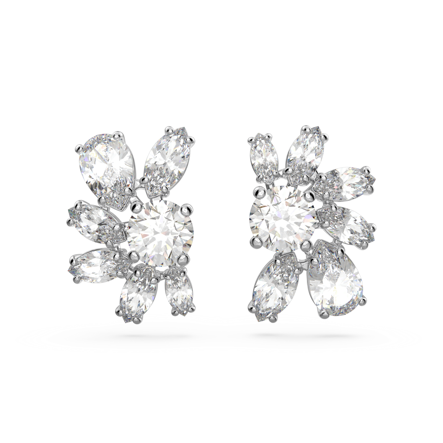 Swarovski - Orecchini a lobo Gema, Taglio misto, Fiore, Bianchi, Placcato rodio Ref. 5644679 - SWAROVSKI