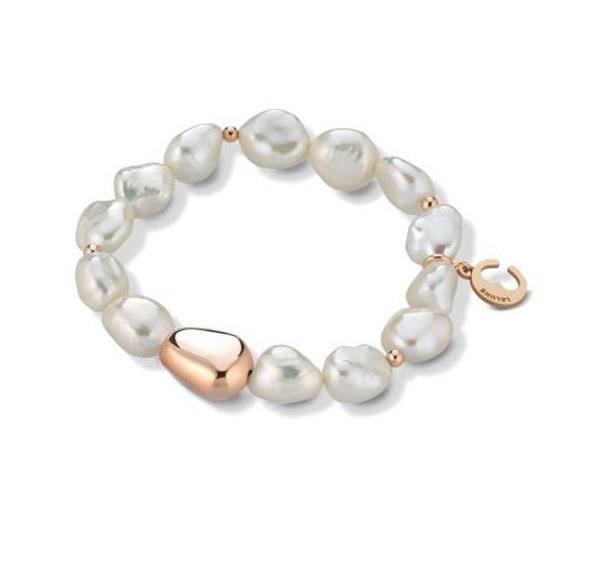 LE LUNE - Bracciale elastico di perle FW con elemento in AG925 rosa lucido -  Ref. LGBR32.5 - LE LUNE