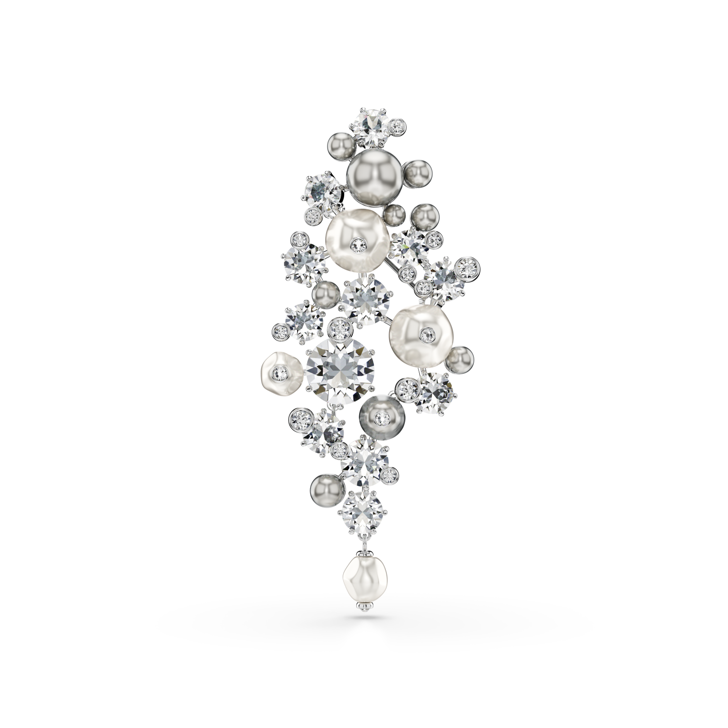 Swarovski - Spilla Constella, Crystal Pearl, Taglio Round, Bianca, Placcato rodio Ref. 5722516 - SWAROVSKI
