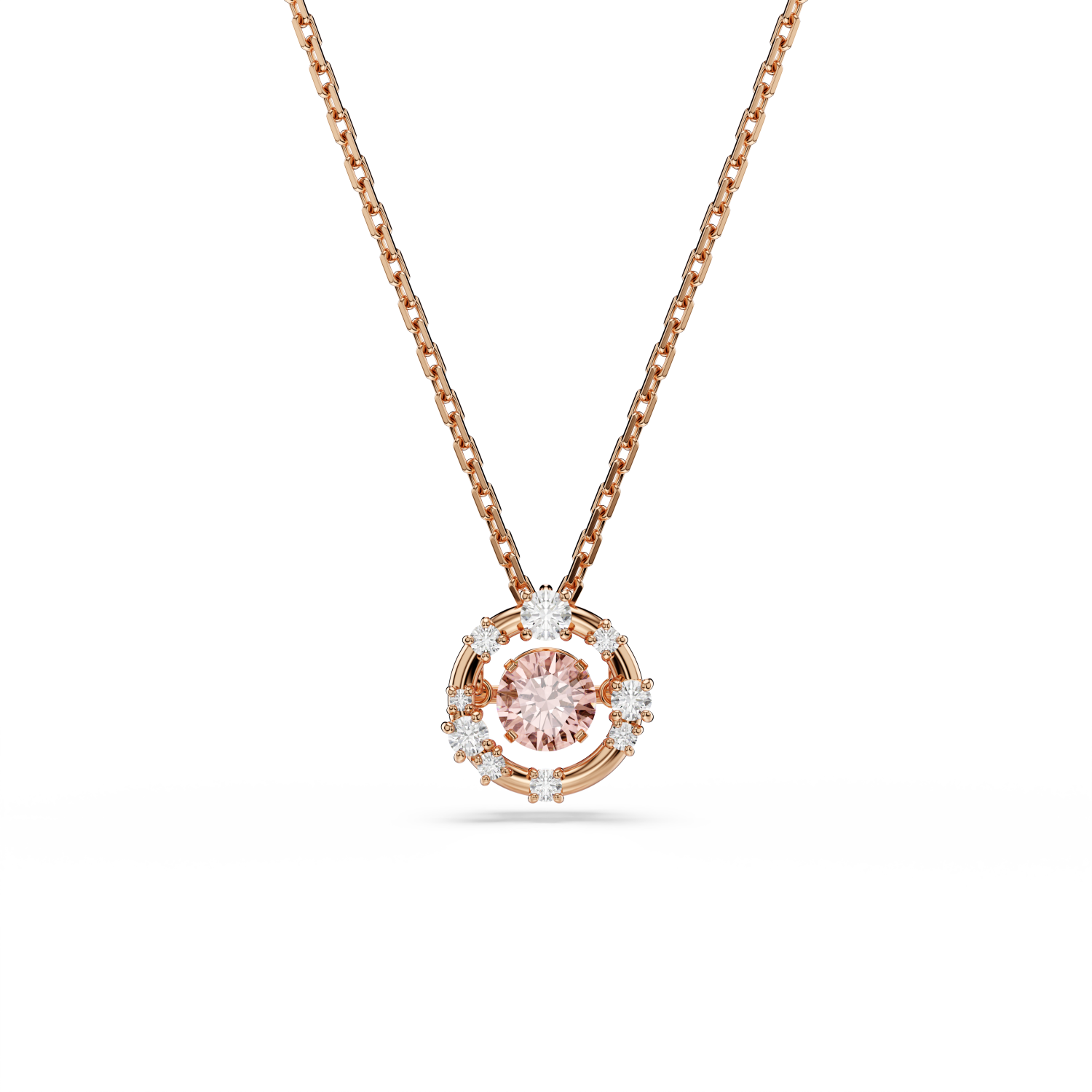 Swarovski - Pendente Constella, Taglio Round, Dancing stone, Rosa, Placcato color oro rosa Ref. 5744244 - SWAROVSKI