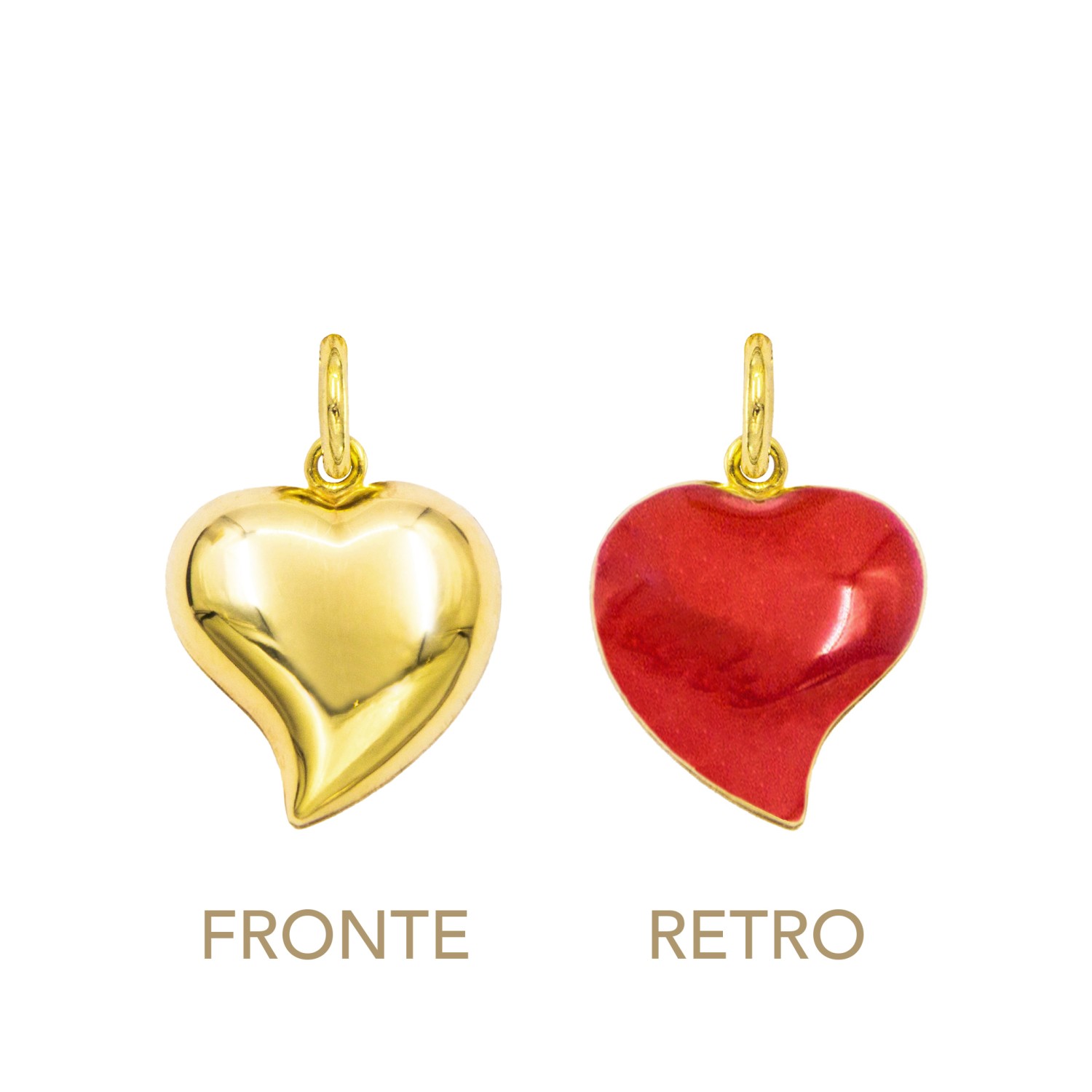 Charm Cuore in Oro 9 Kt e Smalto Rosso  Ref. A0112G9 - FACCO