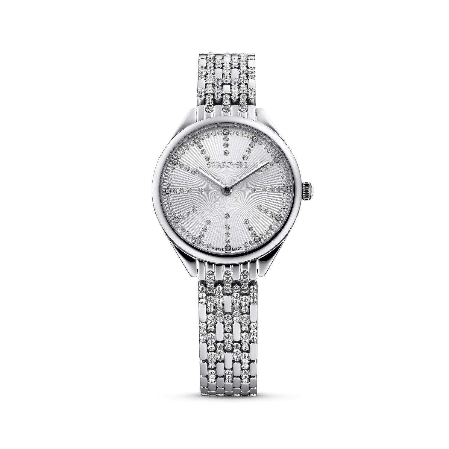 Swarovski - Orologio Attract, Fabbricato in Svizzera, Pav&eacute;, Bracciale di metallo, Tono argentato, Acciaio inossidabile Ref. 5610490 - SWAROVSKI
