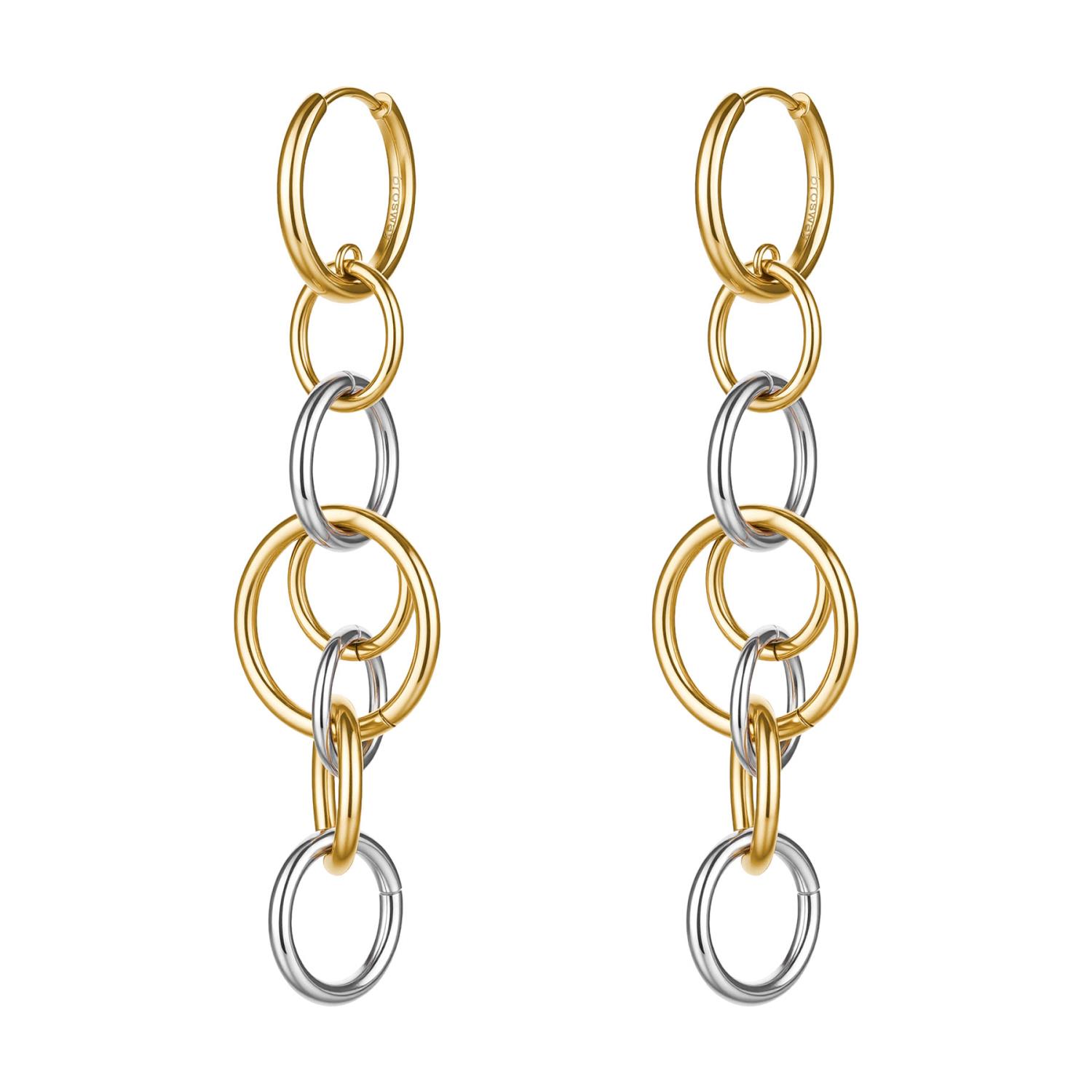 Brosway - Orecchini pendenti AURA in acciaio 316L, finitura pvd colore oro, con cerchi intersecati Ref. BAU29 - BROSWAY
