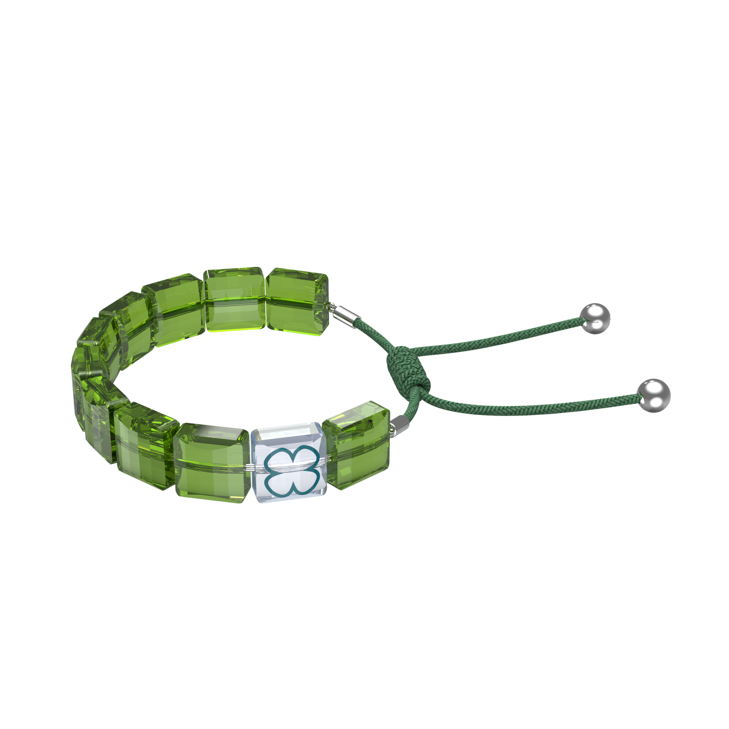 Swarovski - Braccialetto Letra, Quadrifoglio, Verde, Placcato rodio Ref. 5614970 - SWAROVSKI