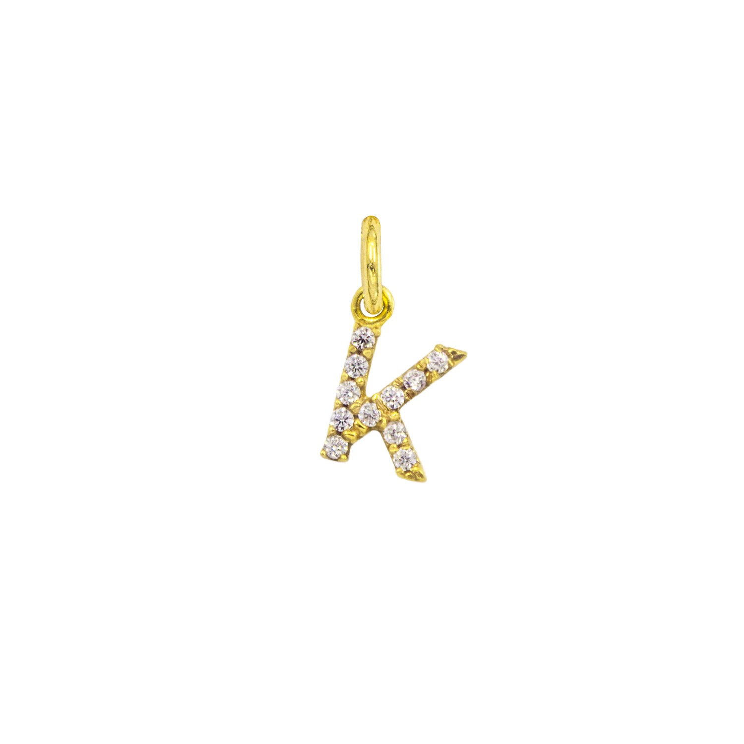 Charm Lettera K in Oro 9 Kt e Zirconi  Ref. A0541G9 - FACCO