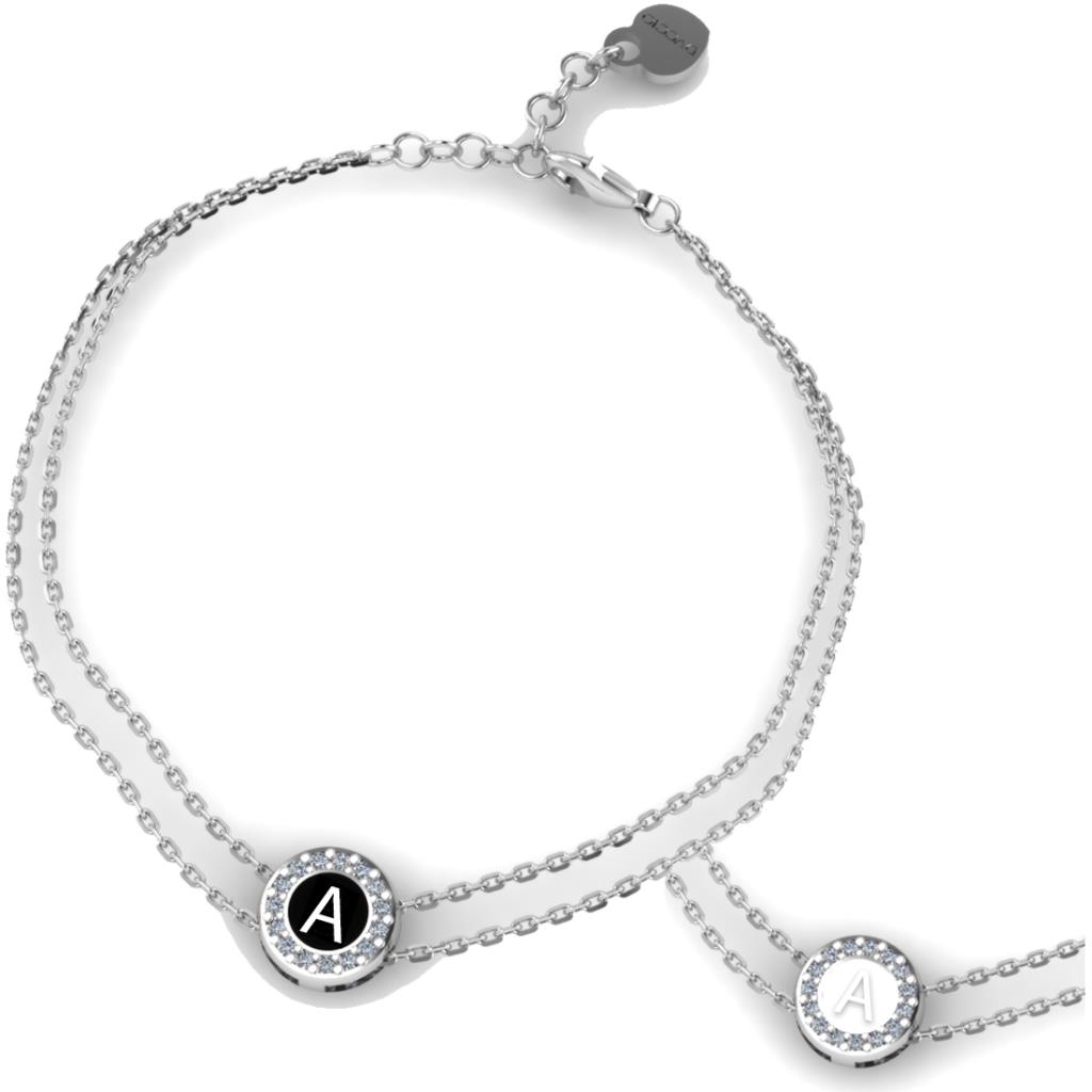 Bracciale Dvccio - Lettera A collezione Black Swan Ref. ZXBCORDAB/W-A - DUCCIO
