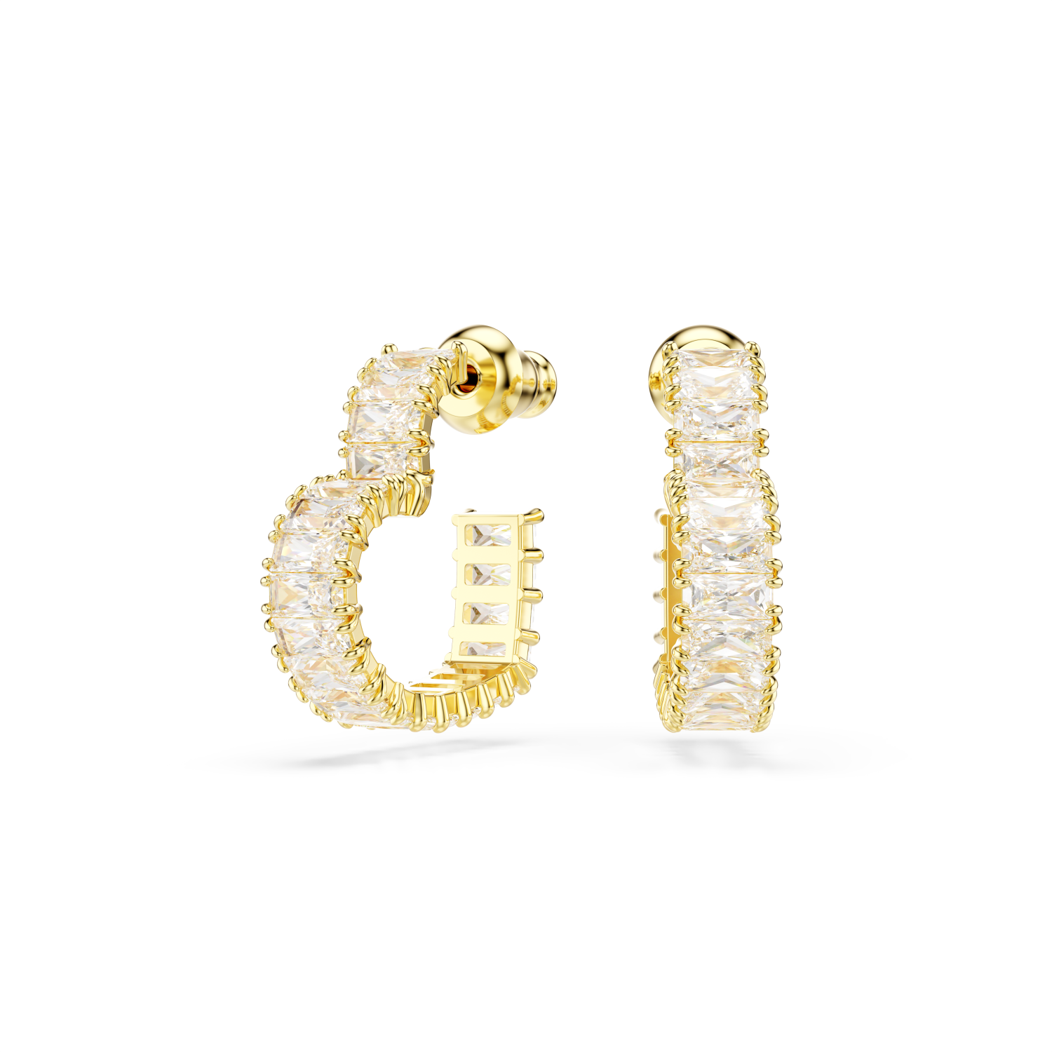 Swarovski - Orecchini a cerchio Matrix, Taglio baguette, Cuore, Piccoli, Bianchi, Placcato color oro Ref. 5693512 - SWAROVSKI